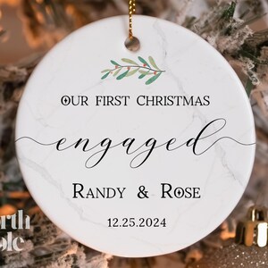 Engagement Christmas Ornament, Personalized First Christmas Keepsake, Engaged Christmas Gift 2024 NP-104