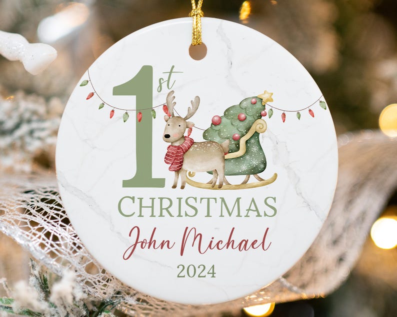 Baby's First Christmas Ornament 2024, Custom Baby Keepsake, Personalized Xmas Ornament NP-050