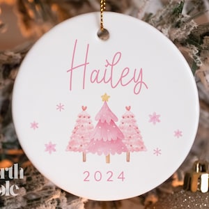 Girls Personalized Christmas Ornament, Baby's First Christmas 2024, Baby Girl Custom Ornament NP-029