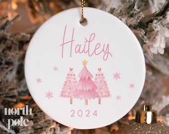 Girls Personalized Christmas Ornament, Baby's First Christmas 2024, Baby Girl Custom Ornament NP-029
