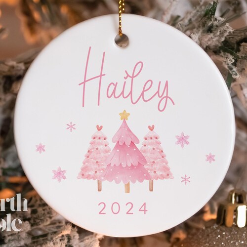 Girls Personalized Christmas Ornament, Baby's First Christmas 2024, Baby Girl Custom Ornament NP-029