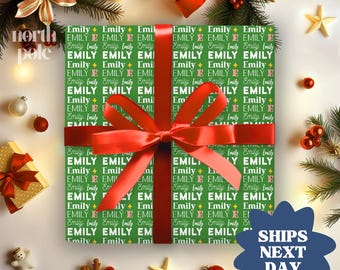 Personalized Christmas Gift Wrap: Custom Name Wrapping Paper, Holiday Gift Wrapping For Kids And Families(NPW-035)