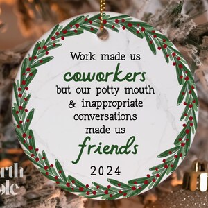 Coworker Christmas Gift - Coworker Funny Christmas Ornaments - Work Bestie, Work Friend Ornament - Office Exchange Gift 2024 NP-265