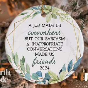 Coworker Christmas Gift - Coworker Funny Christmas Ornaments - Work Bestie, Work Friend Ornament - Office Exchange Gift 2024 NP-264