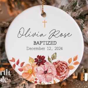 Christening Keepsake Baptism Gift, Personalized Cross Ornament, Gift for Goddaughter NP-080
