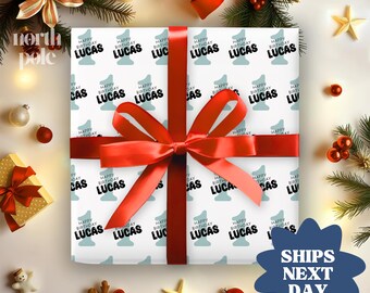 Personalized Christmas Gift Wrap: Custom Holiday Wrapping Paper, Name Gift Wrap For Kids Christmas Presents(NPW-040)