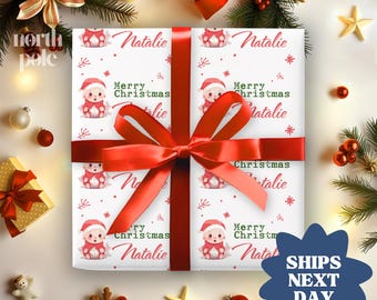 Personalized Christmas Gift Wrap: Custom Holiday Wrapping Paper For Kids, Santa Gift Wrap For Children(NPW-046)