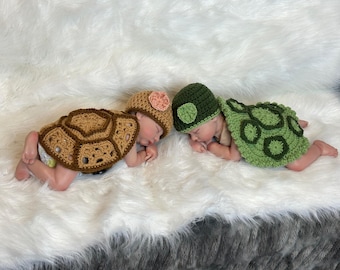 Crochet Turtle Outfit: Newborn Photo Prop, Shell and Hat