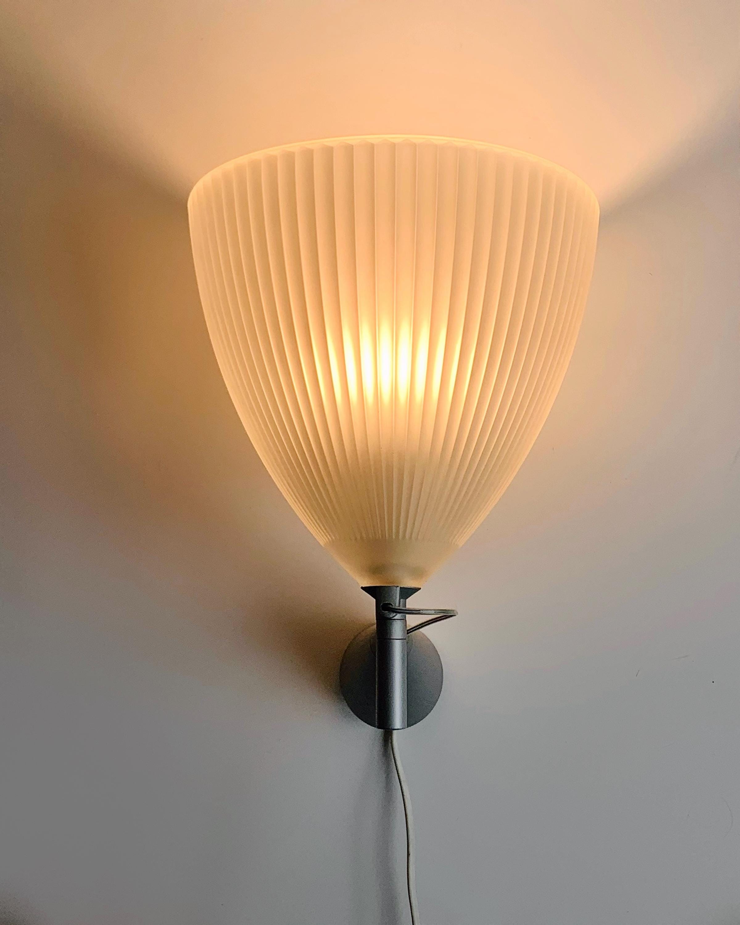 90s Vintage STRESA Wall Lamp With Pleated Glass Shade, Designed by