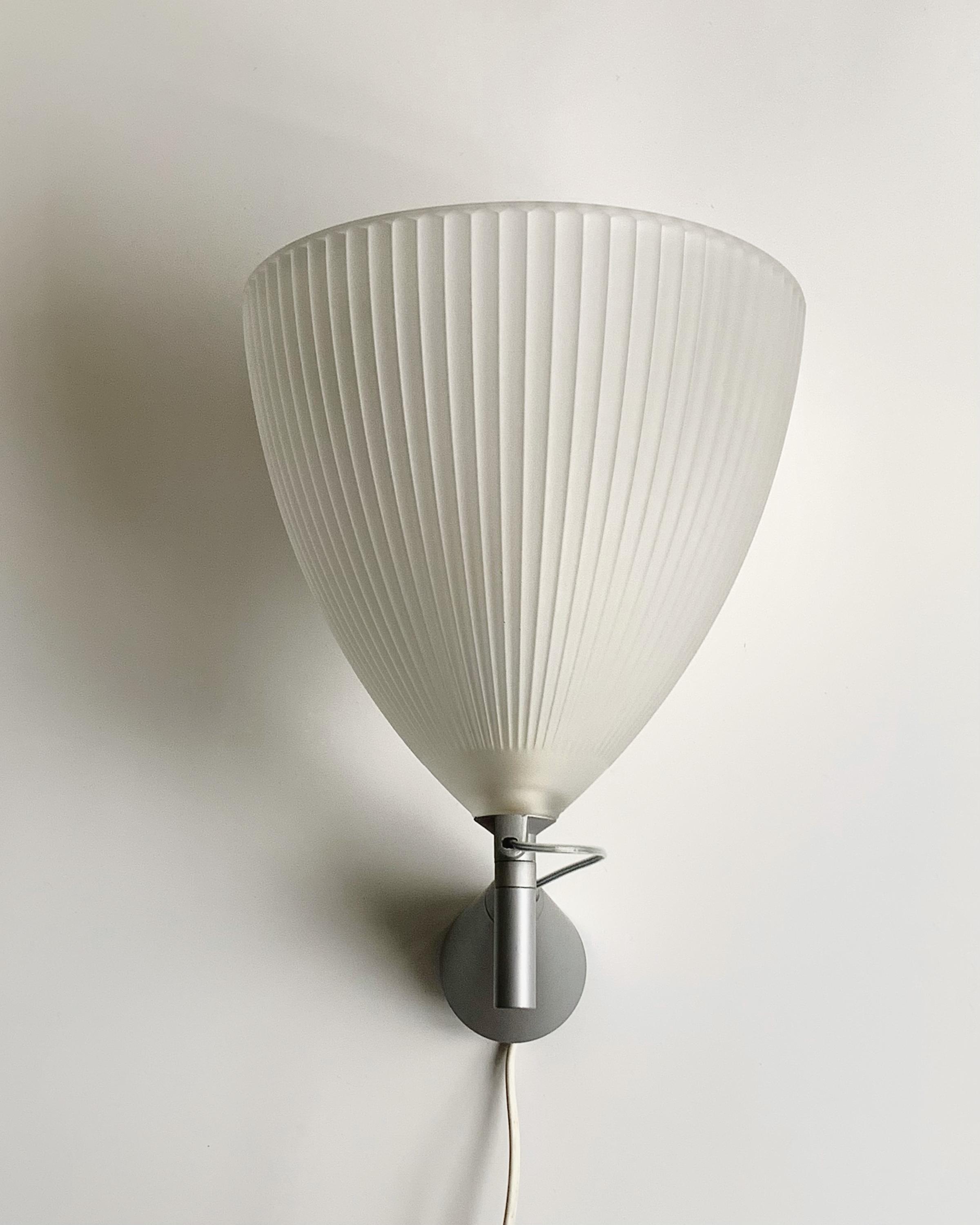 90s Vintage STRESA Wall Lamp With Pleated Glass Shade, Designed by
