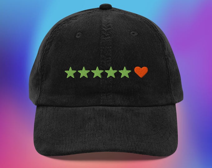 Letterboxd 5 Stars & Heart corduroy cap