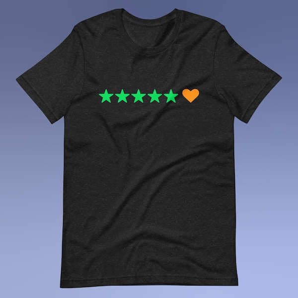 Uniseks T-shirt Letterboxd 5 sterren + hart