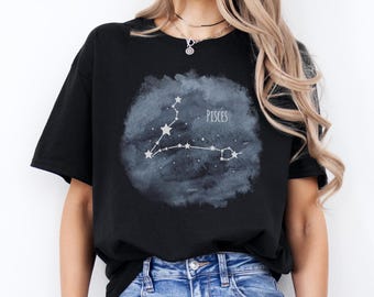 Pisces Shirt, Zodiac T-Shirt, Pisces Tee, Zodiac Sign Tee, Horoscope Birthday Shirt, Night Sky Shirt, Stars T-Shirt, Birthday Pisces Shirt