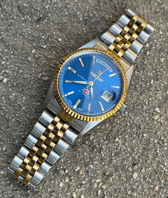 Vintage Ricoh President Automatic + Manual Wind Sunburst Blue Dial