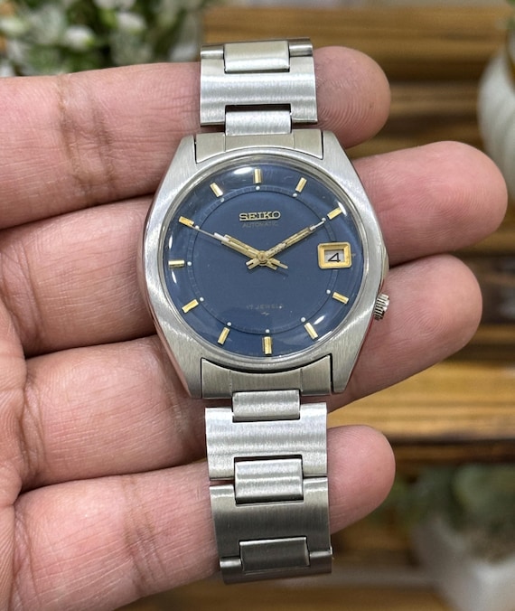 Vintage Rare Seiko Automatic Blue Dial 7025-8010 Men's Watch Japan