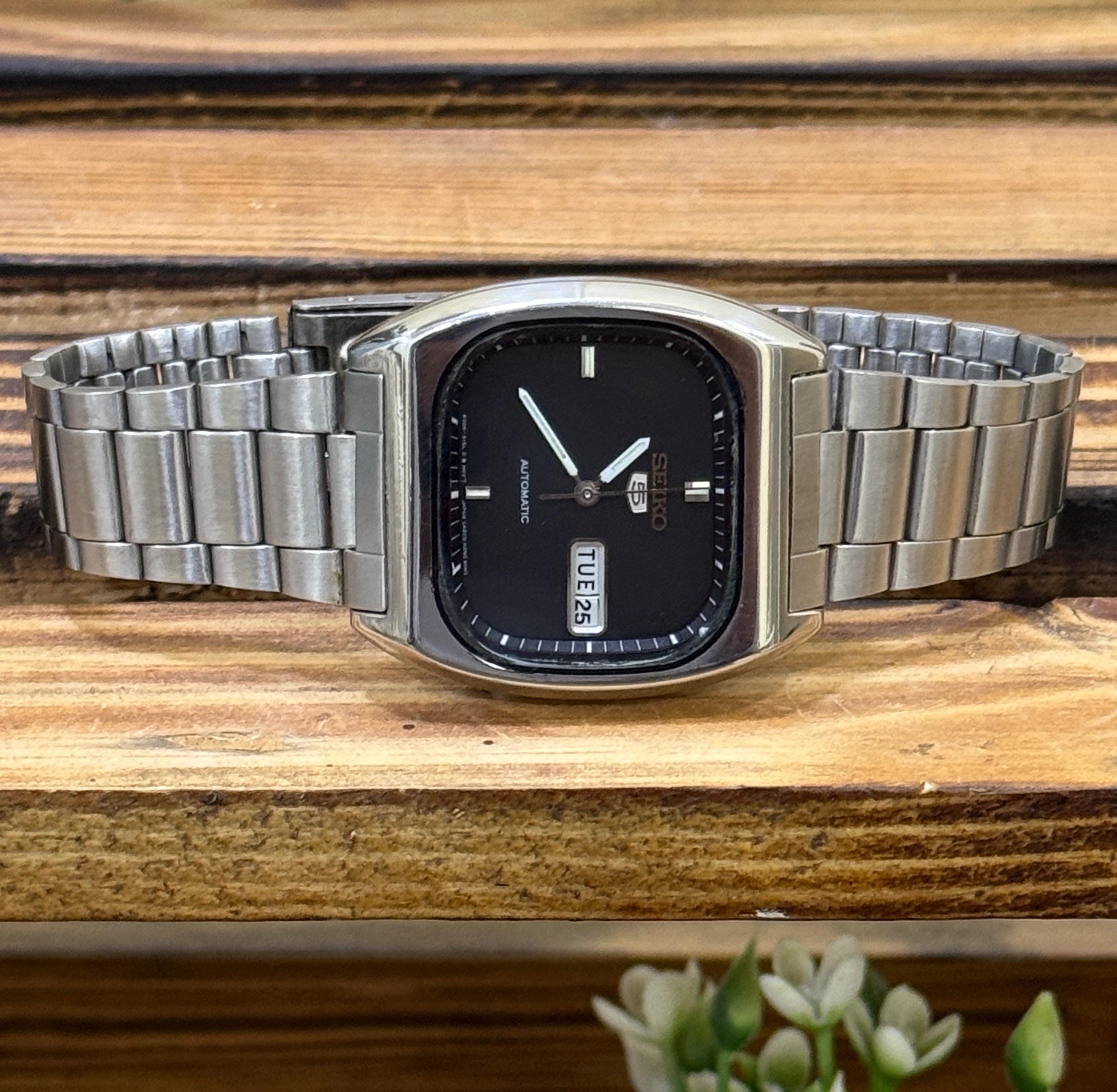 Vintage Seiko 5 Square Automatic Black Dial Men's Watch Japan 6309