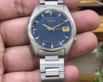 Vintage Rare Seiko Automatic Blue Dial 7025-8010 Men's Watch Japan