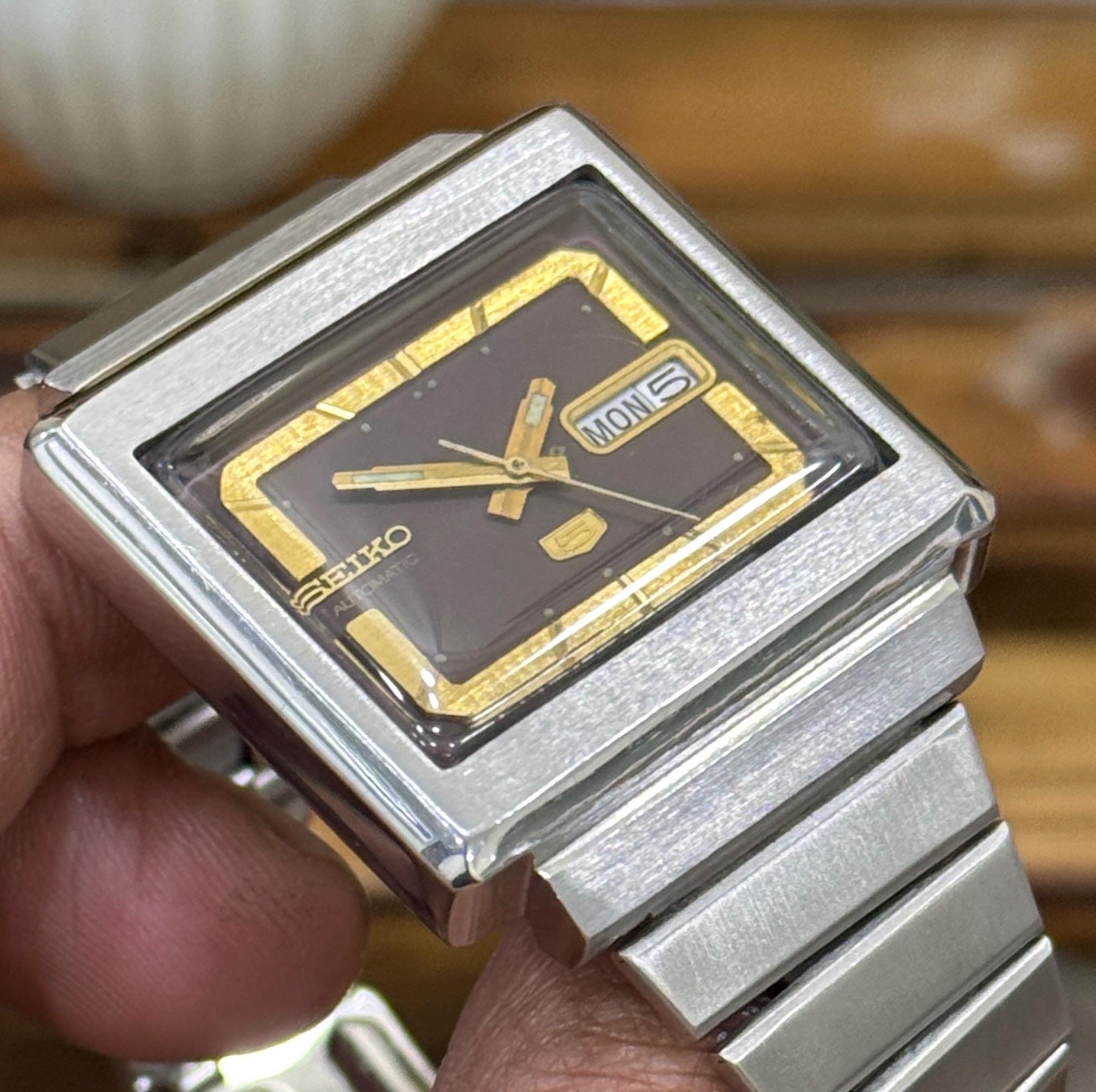 Vintage Seiko 5 Square Automatic Brown Dial Watch for Mens Japan