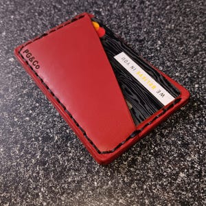Cartera de cuero rojo premium, hecha a mano, personalizada, cuero, regalo, personalizada, billetera grabada personalizada, tarjetero, clip para billetes, chile rojo