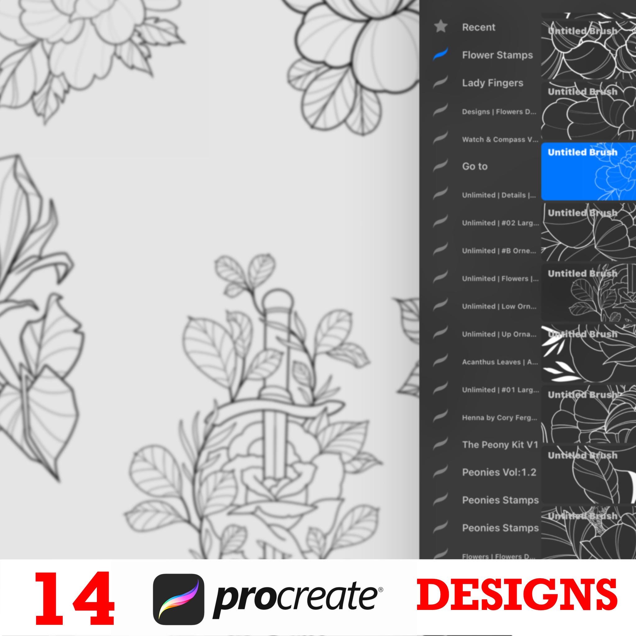 Custom procreate flower stamps