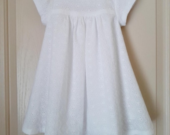 Bianca Dress - Handmade Girl's Broderie Dress - Special Occasion - Puff Sleeve Dress - Cotton - White Dress - Handmade - Stitches & Stitches