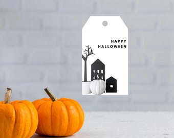 Editable Halloween Favor Tags / Halloween Tags / Halloween Trick Or Treat Favor Tag / Halloween Treat Tag / Modern Halloween Gift Tag