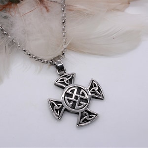 Striking, Men&#39;s, Celtic Maltese Cross. Norse and Celtic Symbolism. Raised Triquetras. High Quality. Stainless Steel. Great, Men&#39;s Gift Idea.