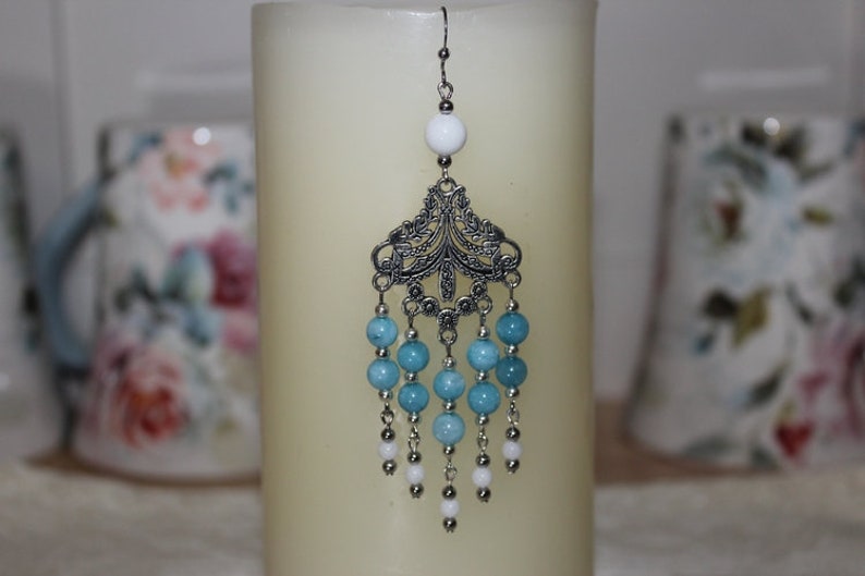Boho Strands. Ethnic Style Asymmetrical Colorful Exotic Amazing Waterfall Earrings Natural Gemstone Beads Chandelier Earrings