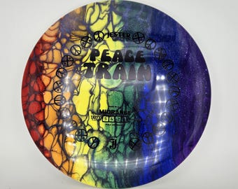 Discos de golf Jester teñidos a medida Taffy Peace Train, 177 g - Driver de rango medio para disc golf - "Far Out"