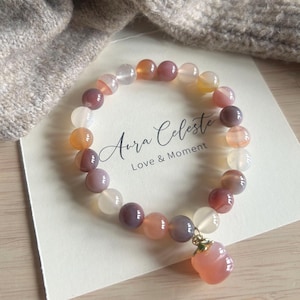 Bracelet en agate naturelle perles équilibre émotionnel guérison pierres précieuses spirituelle méditation unique bohème chic cadeau personnalisé pour elle de haute qualité