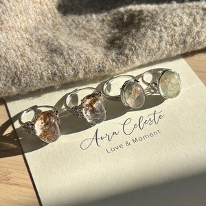 Natural Crystal Rings Green Phantom Quartz Jewelery Impressionism Adjustable Unique Gift for Her Woman Boho Handmade Germstone  Everydaywear