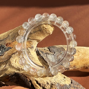 Bracelet en quartz naturel en poils de lapin, pastel glacé, scintillant, cristal rutile, guérison, bijoux minimalistes, cadeau d'anniversaire pour elle, mode tendance