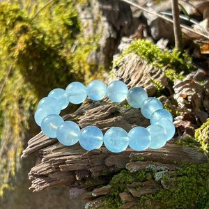 Natural AA+ Aquamarine Bracelet Blue Calming Gemstone March Birthstone Gift For Her Healing Crystal Minimalist Jewelry Positive Energy Beads