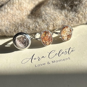 Genuine Smoky Crystal Rings Lodolite Phantom Quartz Jewelry Impressionism Adjustable Luxury Vibe Unique  Gift for Her Woman Bohochic Fashion