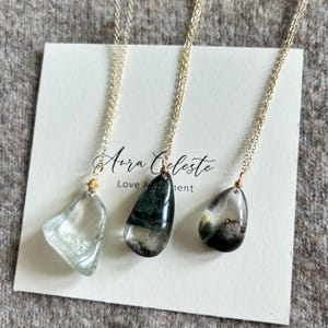 Genuine Green Phantom Quartz Pendant Necklace Healing Crystal Handmade Jewellery Necklace Minimalist Personalised Birthday Gift for Her