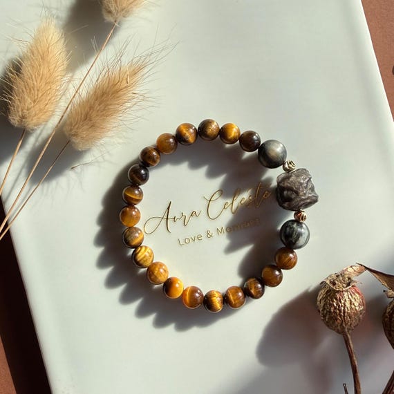 Pi Yao Silver Obsidian Chatoyant Tiger’s Eye Bracelet Women Mens Protection Wealth Handmade Jewelry FengShui Gift for Him Her Lucky Talisman