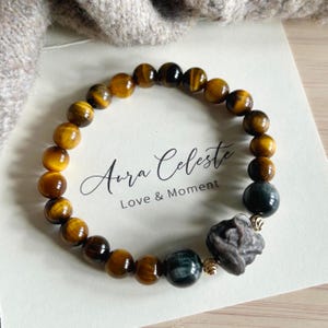 Tijgeroog Havikoog edelsteen zilveren obsidiaan armband Uniek ontwerp Hoge kwaliteit gepersonaliseerde kralen meditatie cadeau voor haar Hem man vrouw