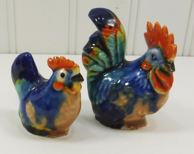 Rooster and Hen Figurines Ceramic Chicken and Rooster - Etsy