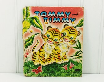 Tommy and Timmy by Alice Sankey, 1951 Whitman Fuzzy Wuzzy Tell a Tale about Tiger Twins
