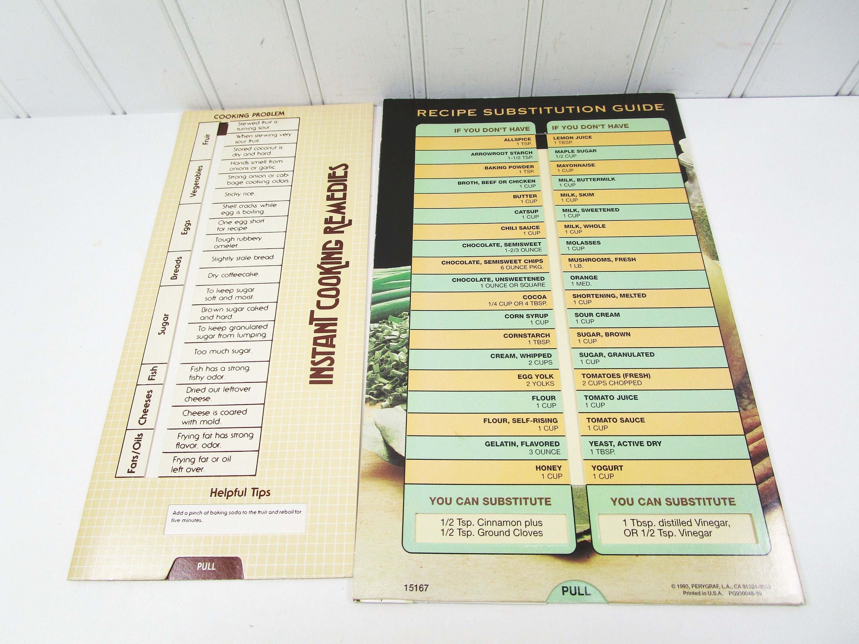 Recipe Substitutions & Instant Cooking Remedies Vintage - Etsy