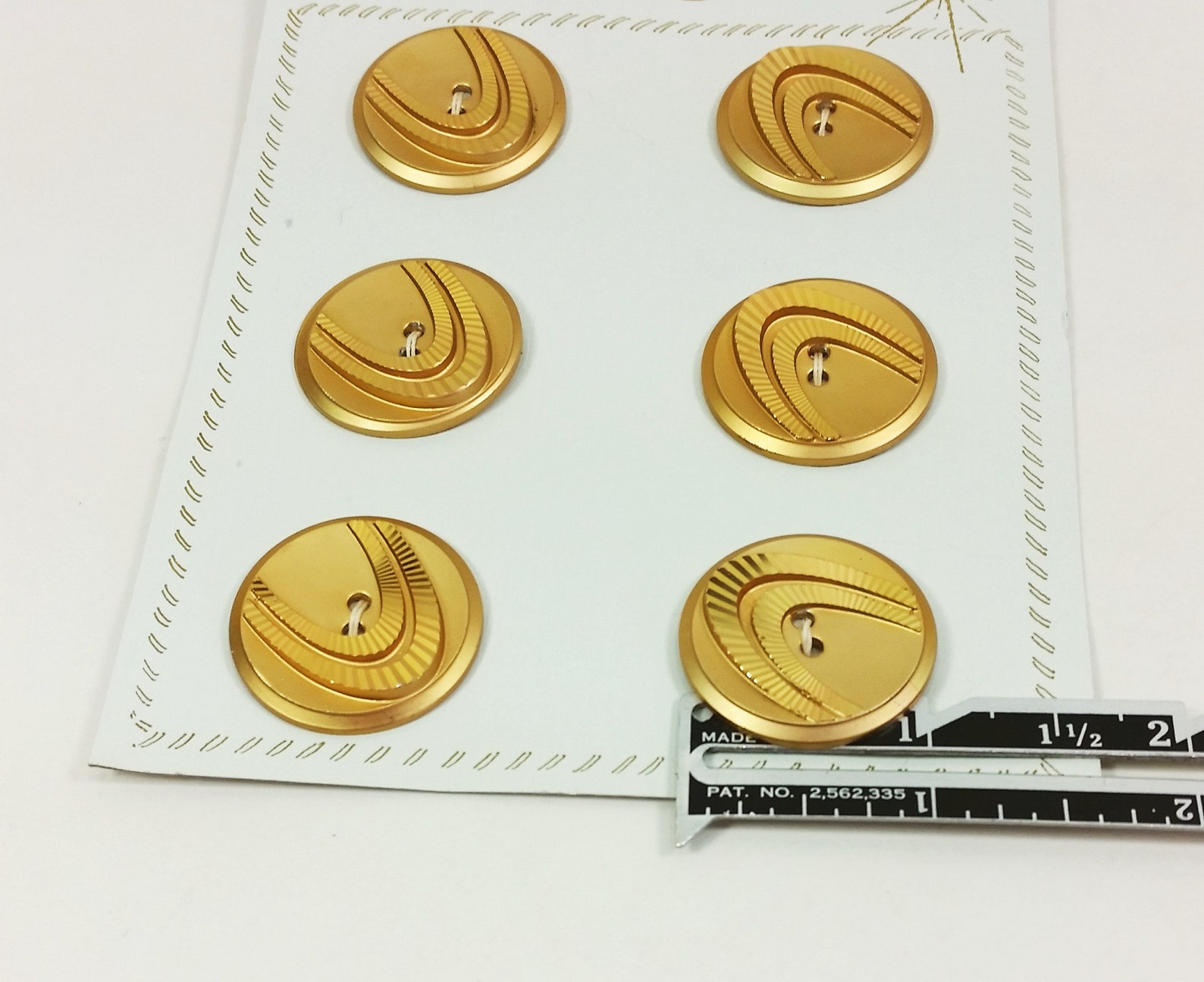Deco Button Art Deco Gold Buttons With Arch Design Large Vintage 28mm | Etsy