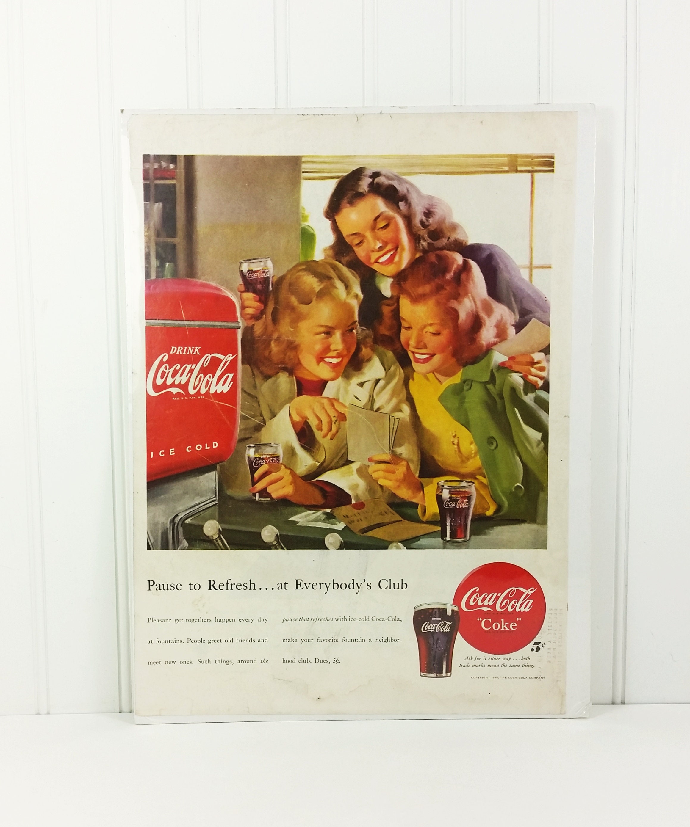 Coke Ad Pause to Refresh 1948 Coca Cola Advertising Everybody's Club 14x10  Print to Frame 