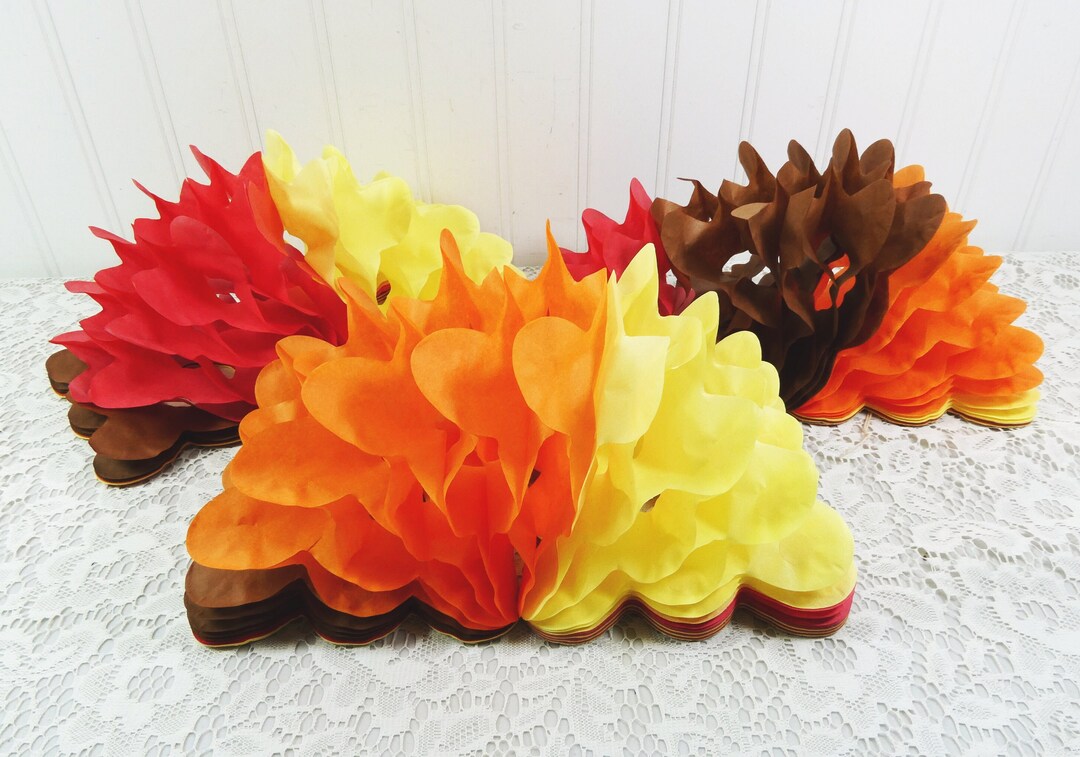Honeycomb Tissue Garland Streamers in Orange Brown Red Yellow Autumn ...