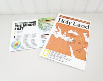 The Holy Land & Middle East States in Turmoil Vintage National Geographic Map Supplements