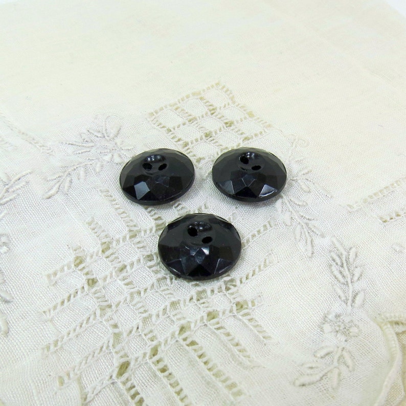 Black Glass Jewel Cut Button Lot of 3 Vintage 14mm 9/16 Inch Etsy