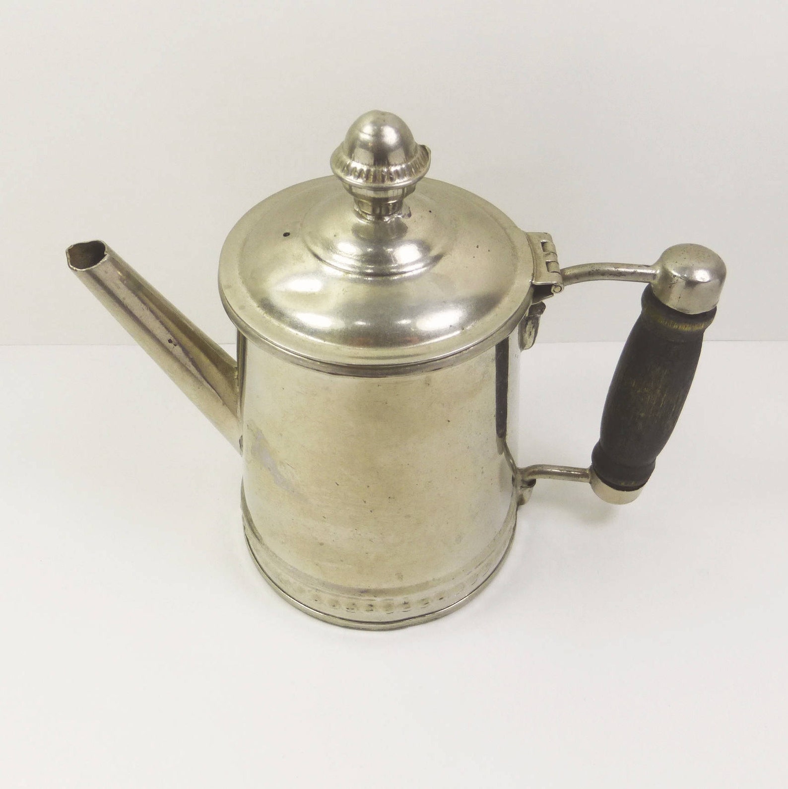 Antique Metal Coffee Pot with Wood Handle W H Sweeney Hinged Etsy