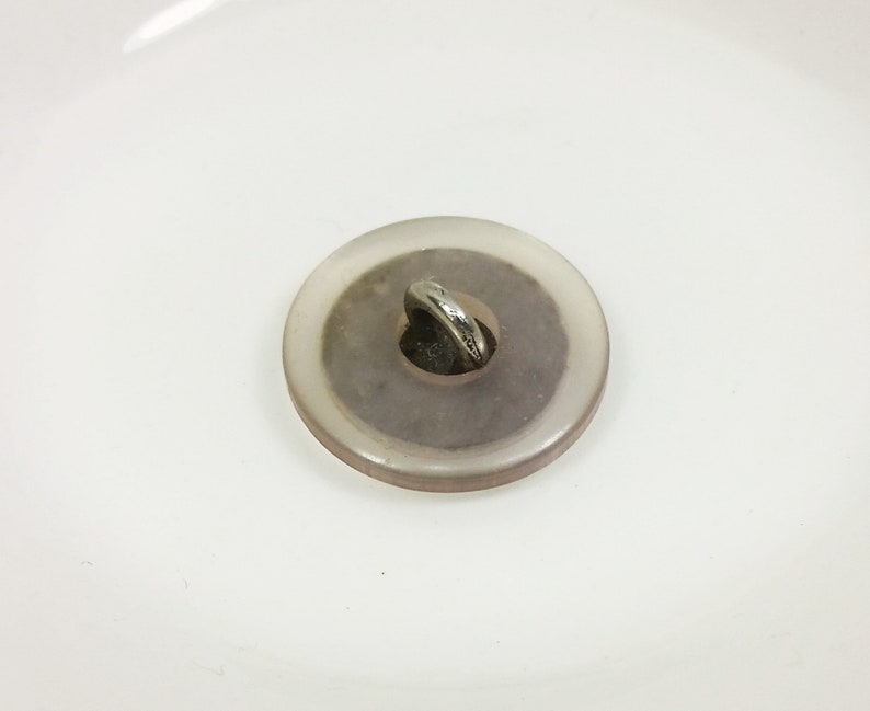 20.5mm 1316 Ornate Pewter Look Shank Back Metal Flower Filigree Button inset in Clear Resin