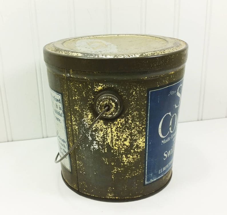 Old Swift's Lard Tin Cotosuet Round Bucket With Handle Etsy