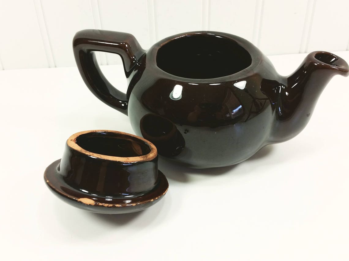 Small Brown Teapot Royal Canadian Art Pottery Dark Chocolate Etsy