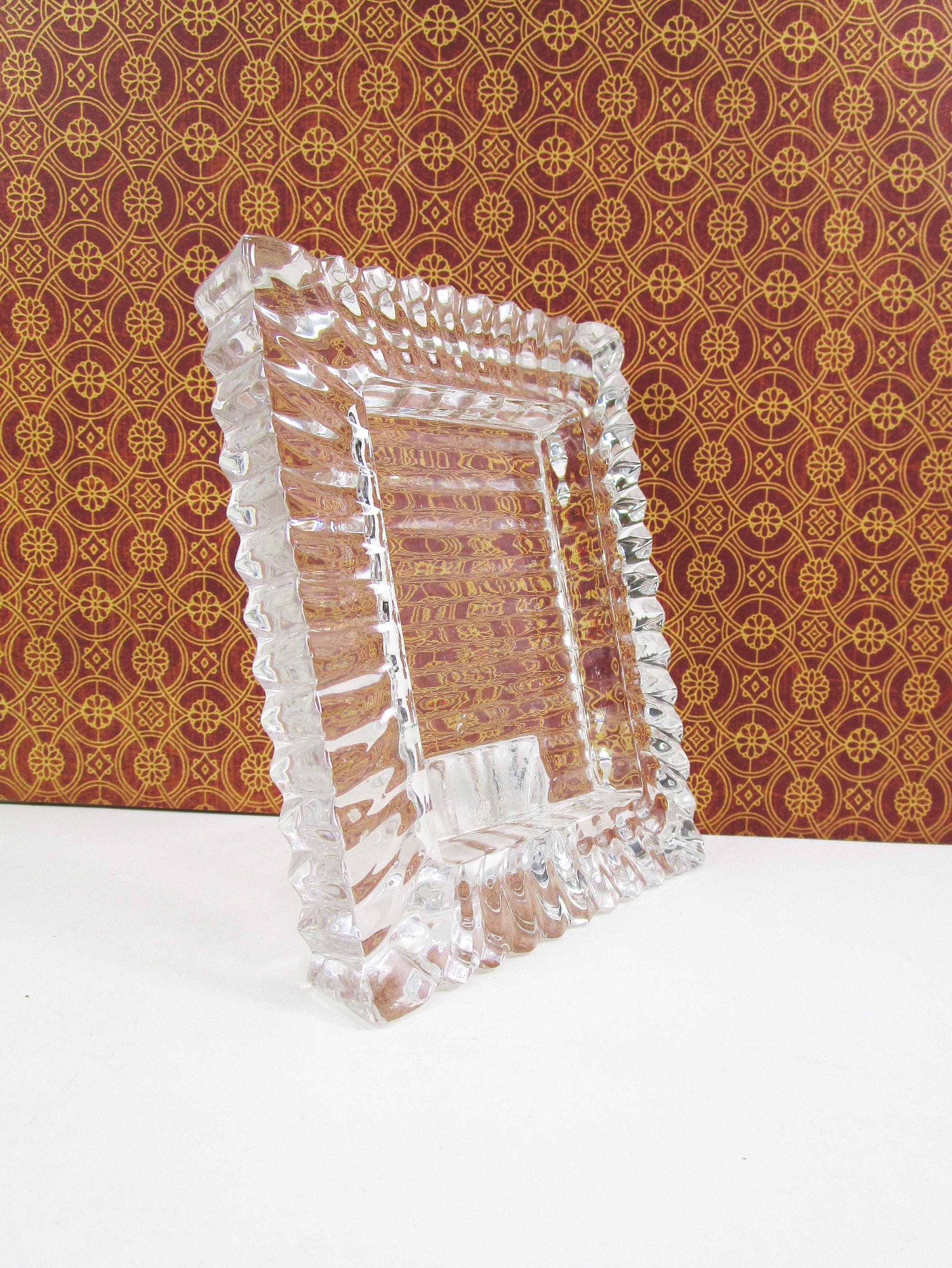 Small Glass Frame Inset Display 1990s Modernist Crystal Look Etsy